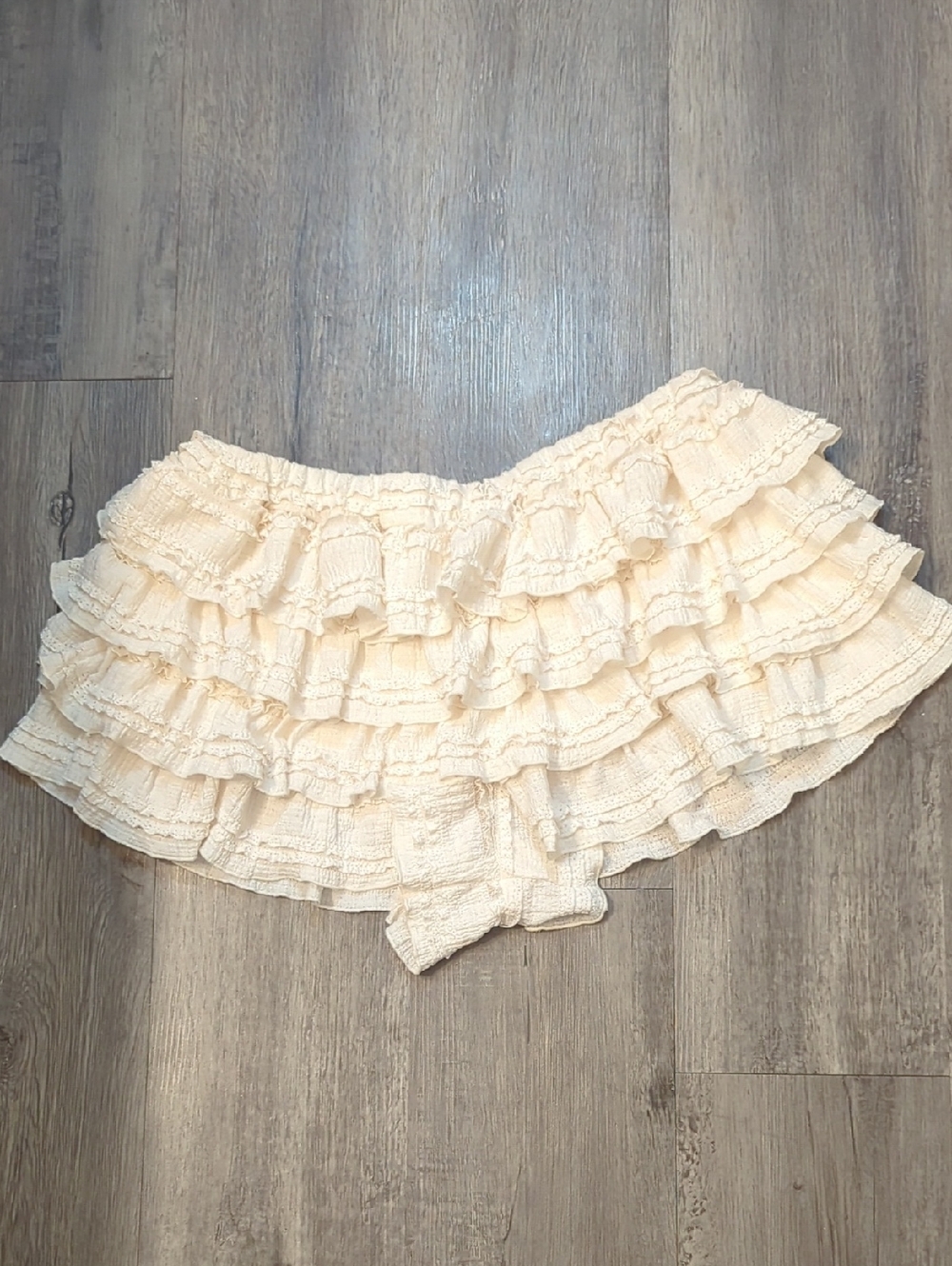 Chrome Riot Ivory Ruffle Layered Mini Skirt